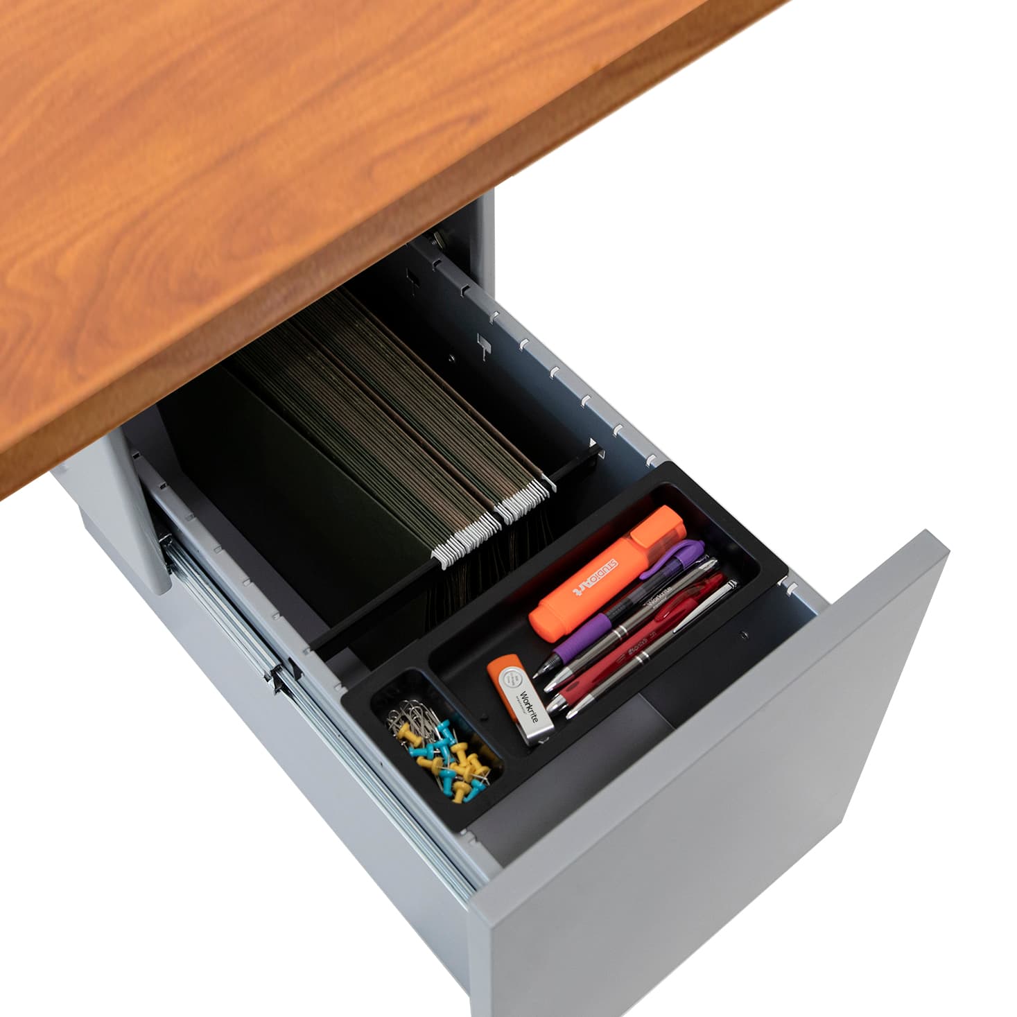Cabinet Drawer Organizer File Folder Holder Hanging Stand Heavy Rail Metal Desk 